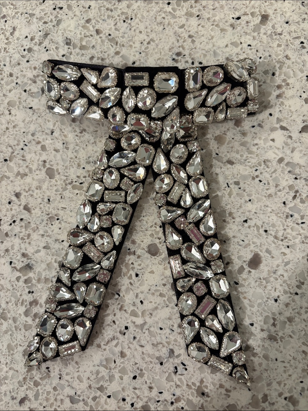 Show Me Your Mumu Crystal Embellished Hair Bow - Silver on Black